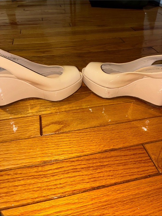 Stuart Whitman light pink Slingback Peep-Toe Platforms Sandals